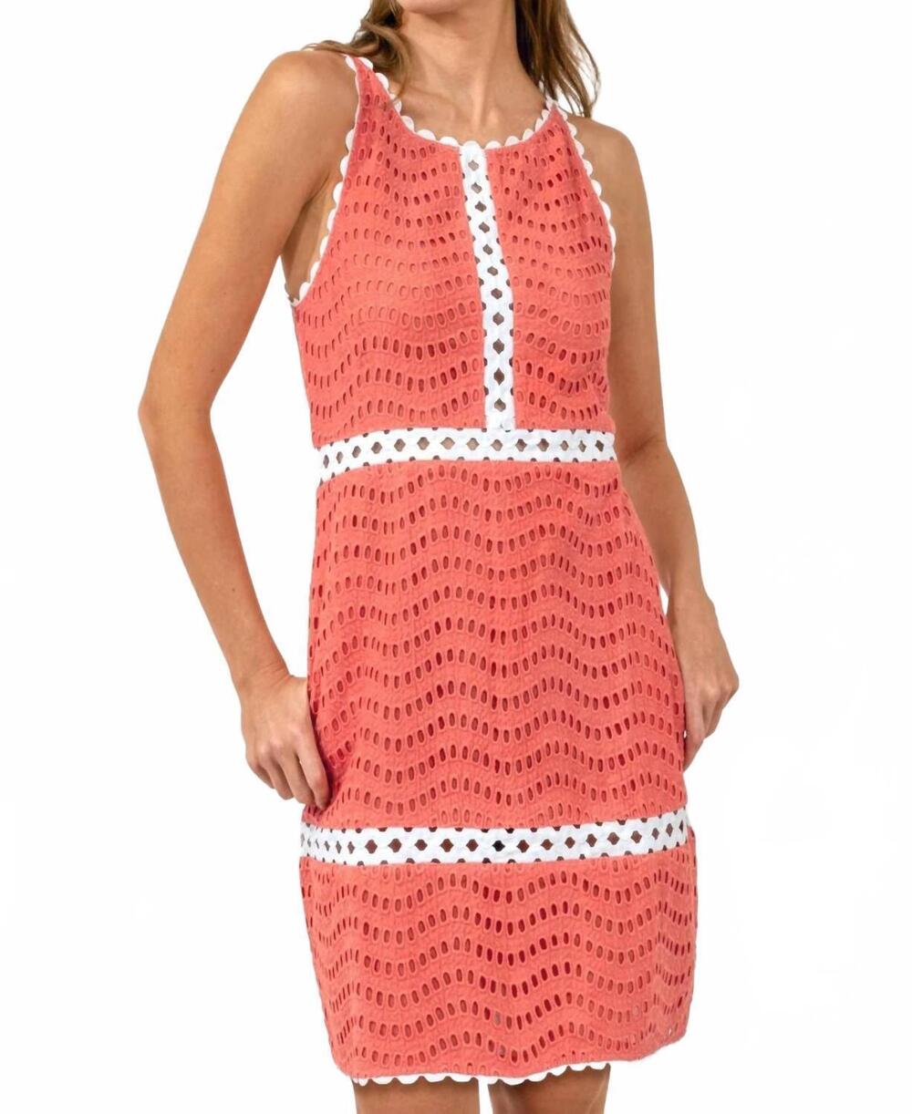 NEW GRETCHEN SCOTT rikki cotton eyelet dress in coral